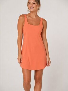 Xersion EverUltra-Lite Athletic Dress XS Coral Orange Built-In Shorts